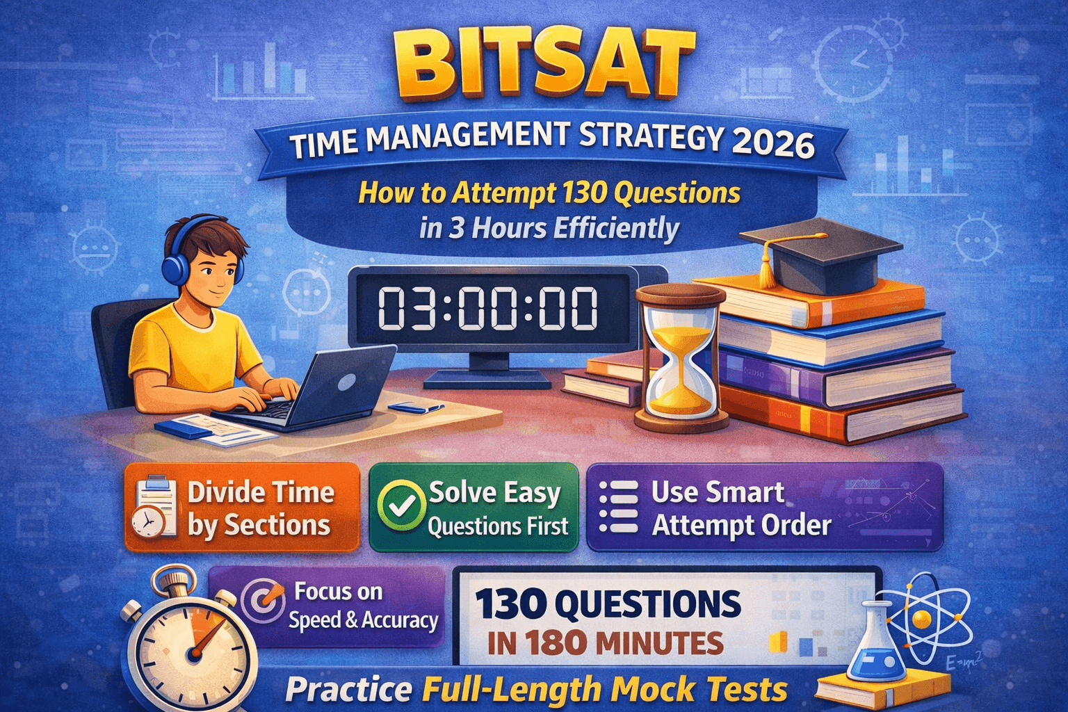 BITSAT Time Management Strategy 2026: How to Attempt 130 Questions in 3 Hours Efficiently