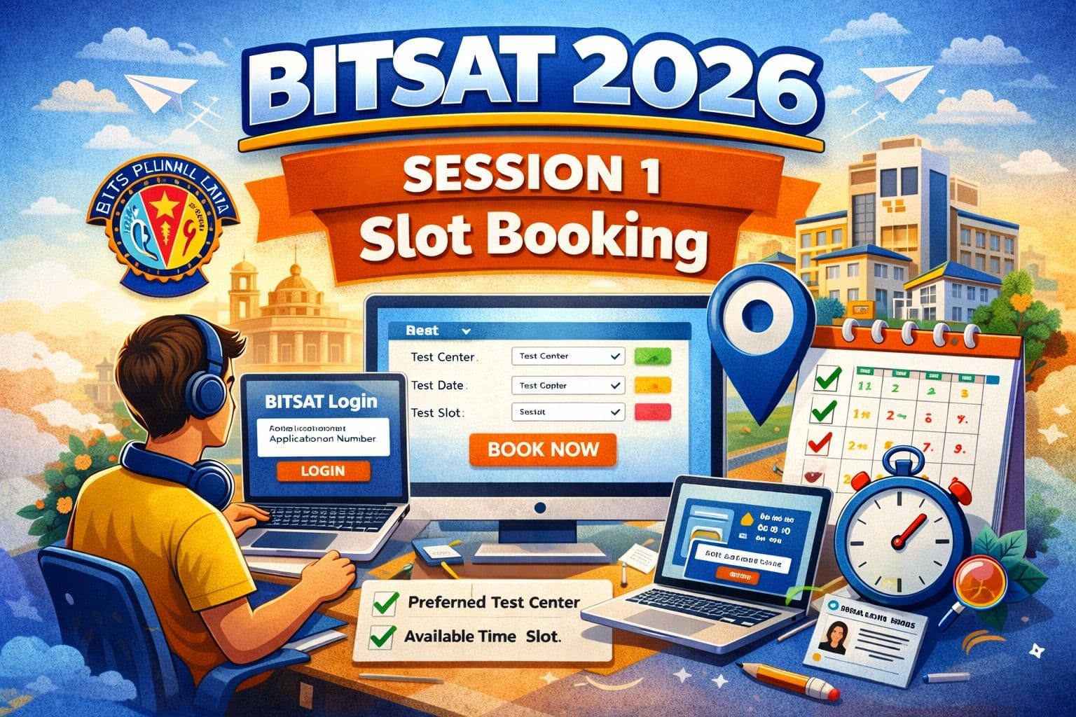 BITSAT 2026 Session 1 Slot Booking: Dates, Process, Test Center Allotment & Smart Strategy
