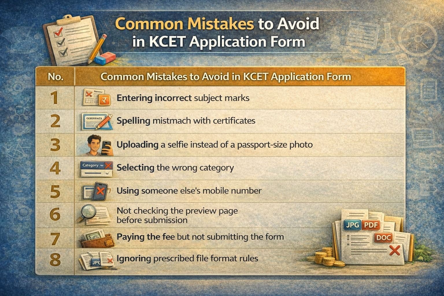 common Mistakes to avoid in Kcet application form
