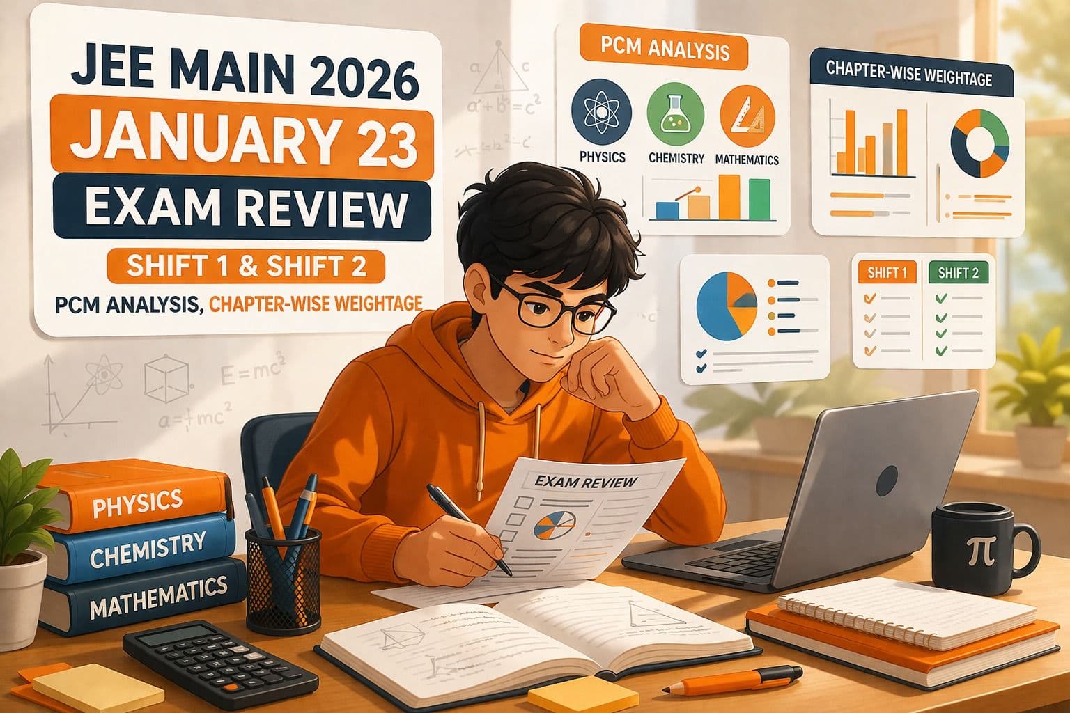 JEE Main 2026 January 23 Exam Review: Shift 1 & Shift 2 PCM Analysis, Chapter-Wise Weightage